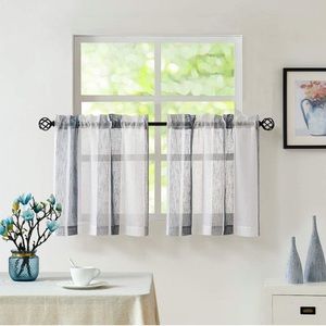 Navy Blue and White Kitchen Window Curtain Tiers 2 Panels (28" W x 36" L) NEW